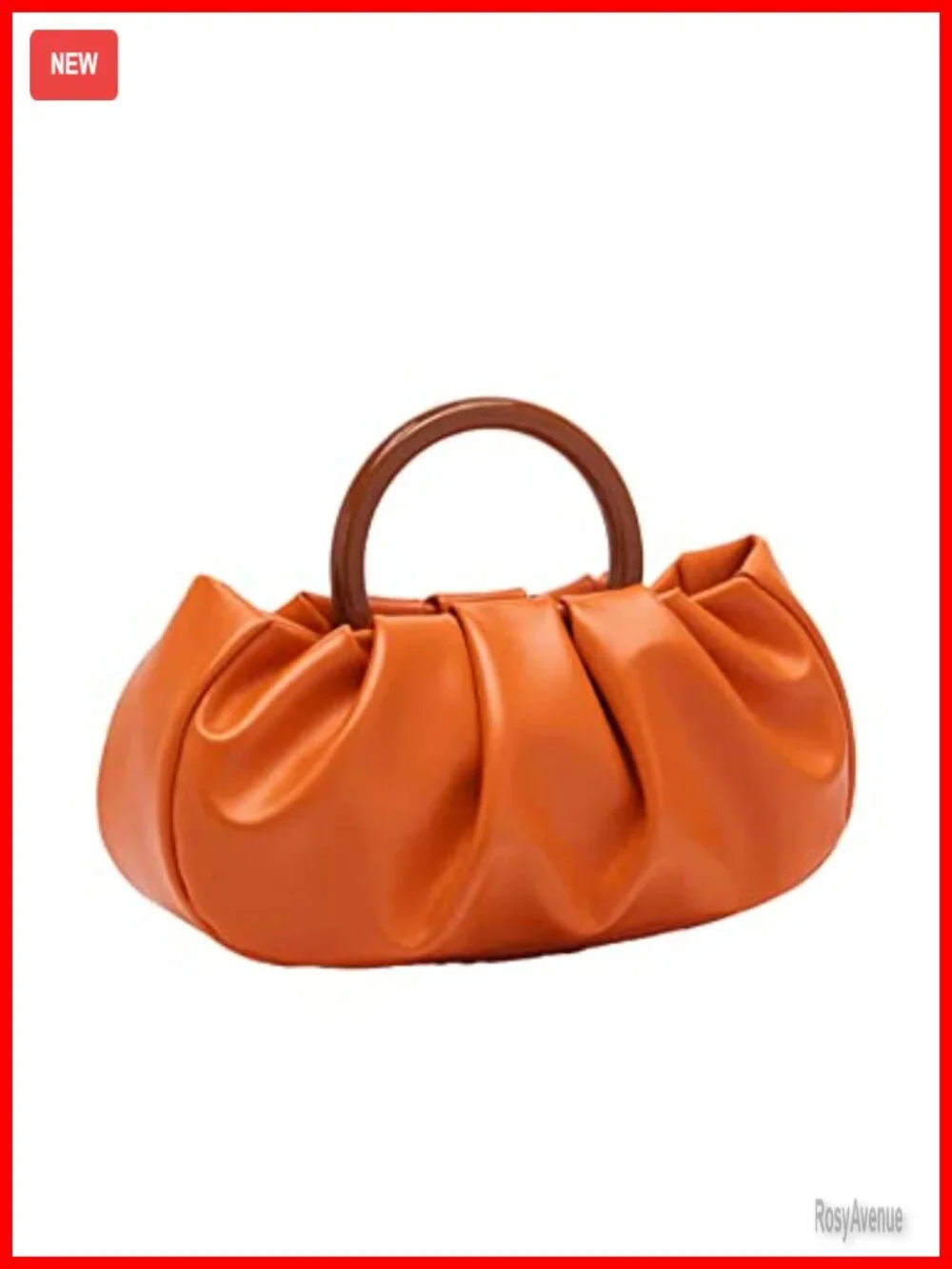 Faux Leather Ruched Clutch Handbag Dumpling Pouch Bag